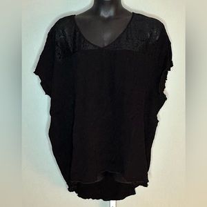 Torrid size 6 black gauze like and lace shirt.
